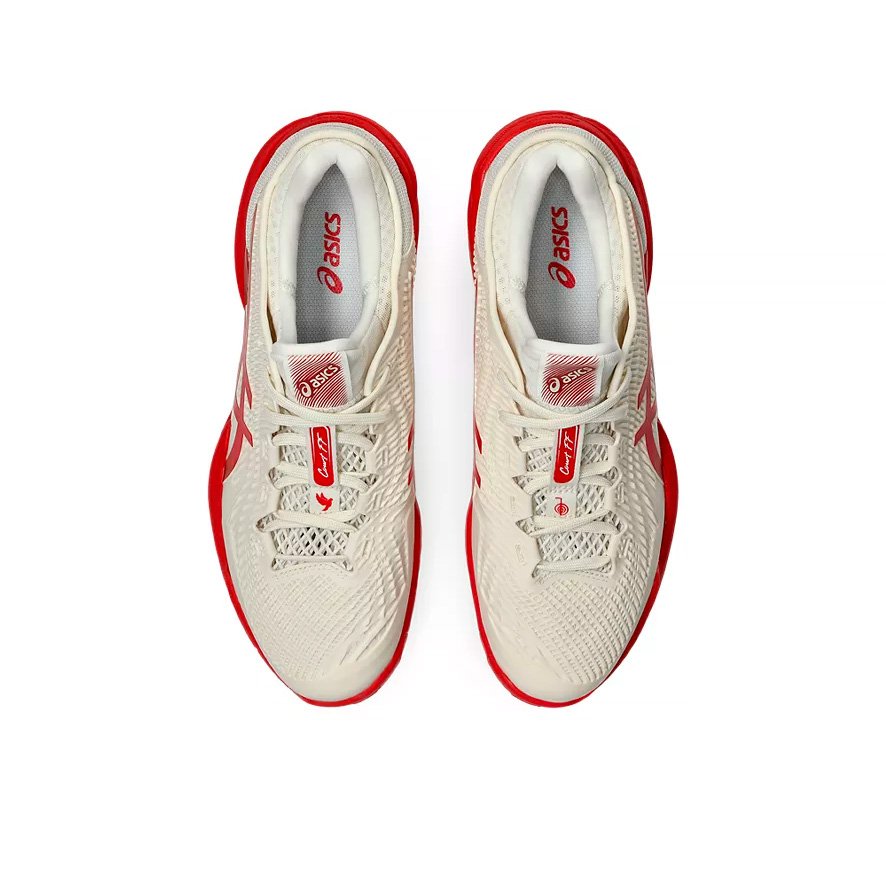 Tênis Asics Court FF 3 Novak Creme e Vermelho